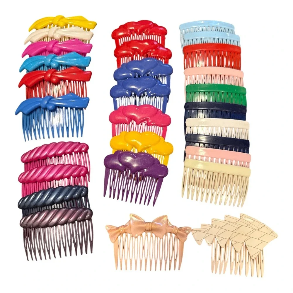 Unbranded Hair Combs Women OS Multi Vintage 80s Plastic Bow Heart Lot 29pc